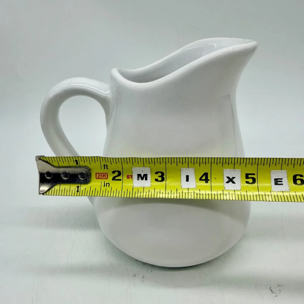 White Ceramic Pitcher Creamer Gravy Boat Farmhouse Style Kitchenware Excellent